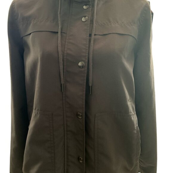 Retro Volcom Women's Black Hooded Zip Up Jacket Water Resistant SZ Small - Picture 2 of 7